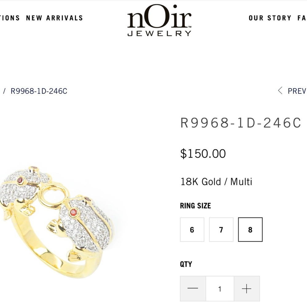 NWT NOIR FROG RING SIZE 8 - Picture 3 of 3